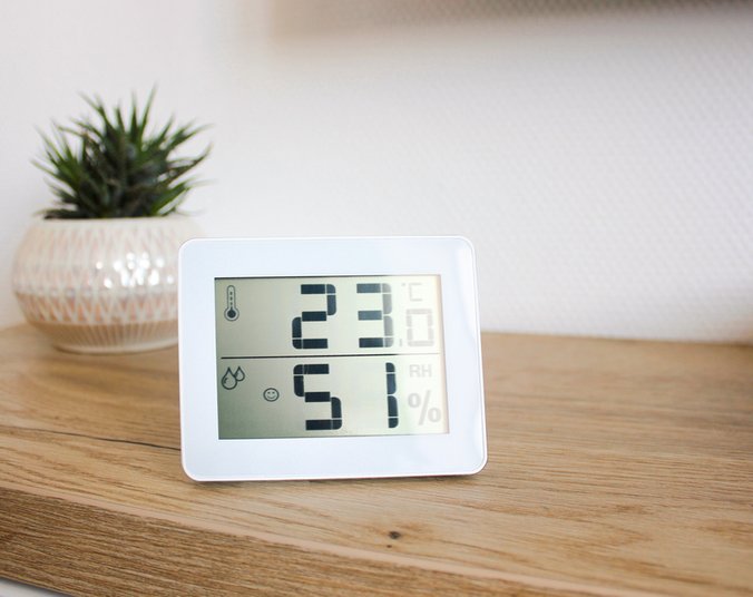 hydrometer der bruges til at se på indeklima, hvor der kan laves en indeklimasimulering