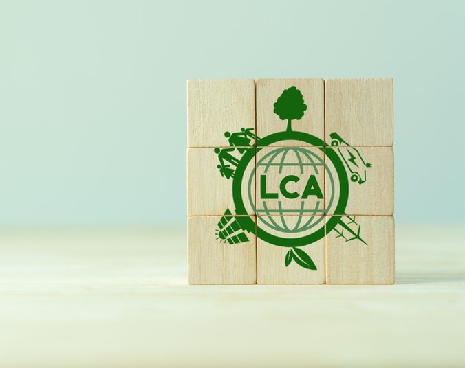 klodser der tilsammen viser LCA som en helhed med bæredygtighed og klima